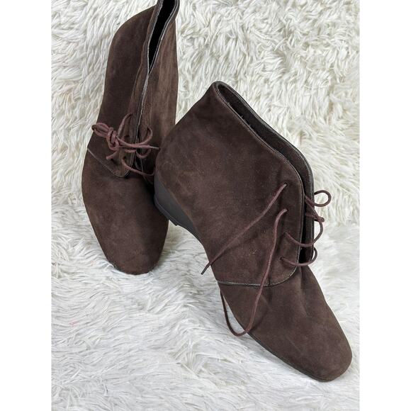 Munro American Boots Womens Size 10.5 W Brown Suede Lace Up Wedge Ankle Boots - Picture 1 of 9